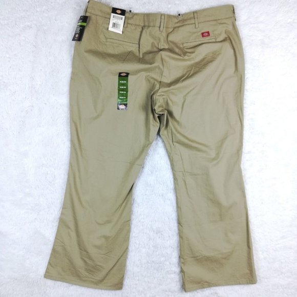Dickies Womens Pants Slim Boot Cut Twill Flex Khaki Workwear Plus 24 New - Picture 2 of 14